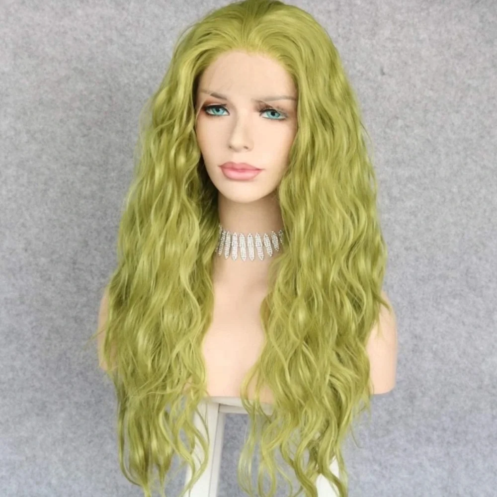 22 Light Green Natural Wavy Wig NEW